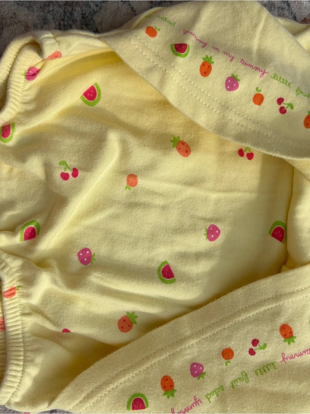 Yellow Vintage Carters 0/3m Baby Girls' Sleeveless Fruit Appliqué Onesie Dress
